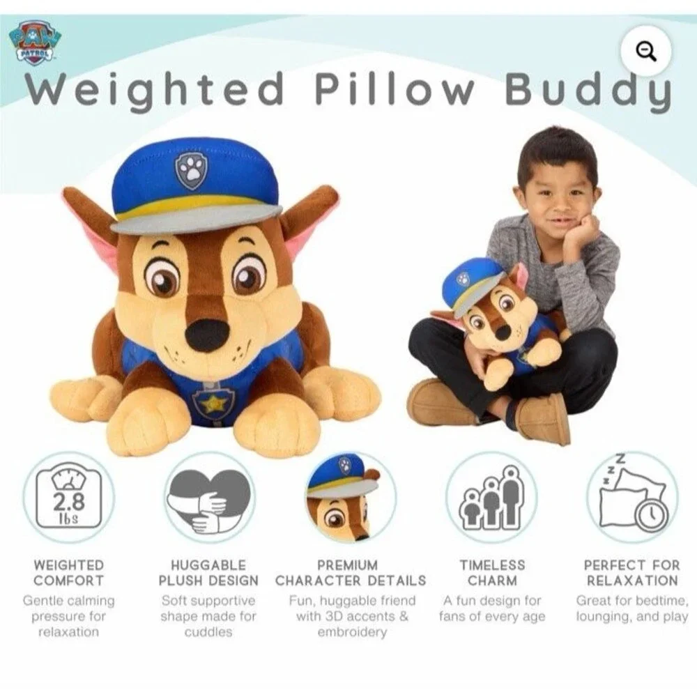 PAW Patrol Chase Kids Weighted Pillow Buddy Plush Pillow Calming Cuddle NEW
